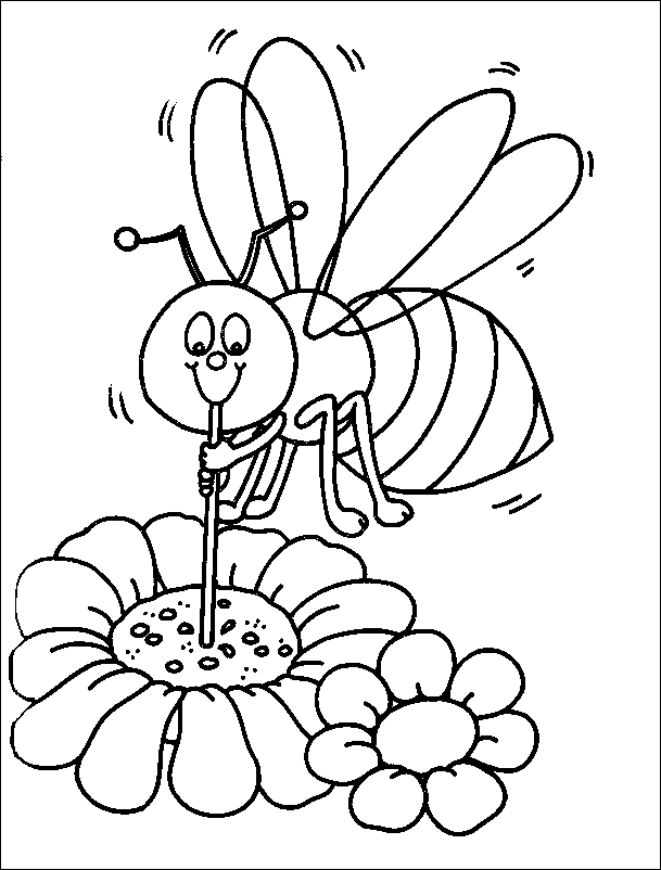 Un dessin d'abeille en plein vol au-dessus d'une fleur