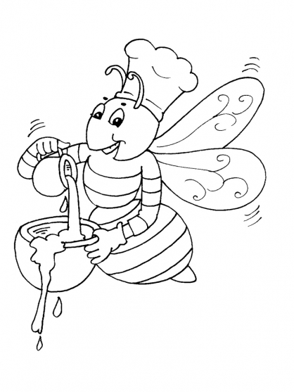 Coloriage d'une abeille posée sur une fleur