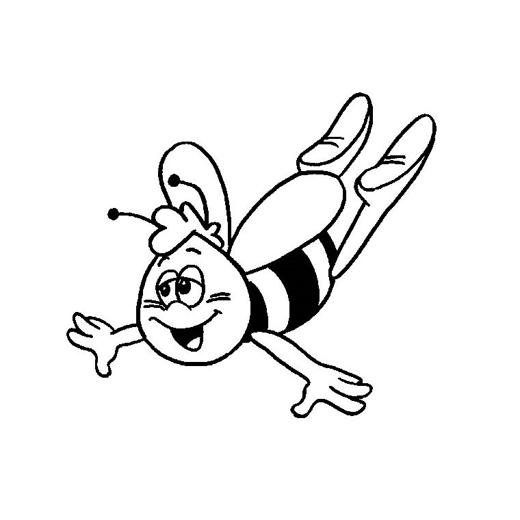 Un coloriage d'abeille en plein vol au-dessus d'une fleur