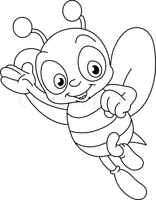 Coloriage d'une abeille butinant des fleurs dans un jardin