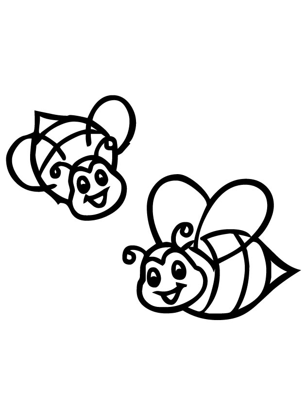 Coloriage d'une abeille en vol au-dessus d'une fleur