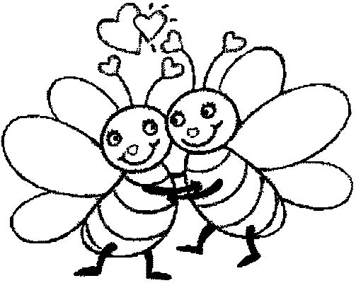 Coloriage d'une abeille en vol au-dessus de fleurs