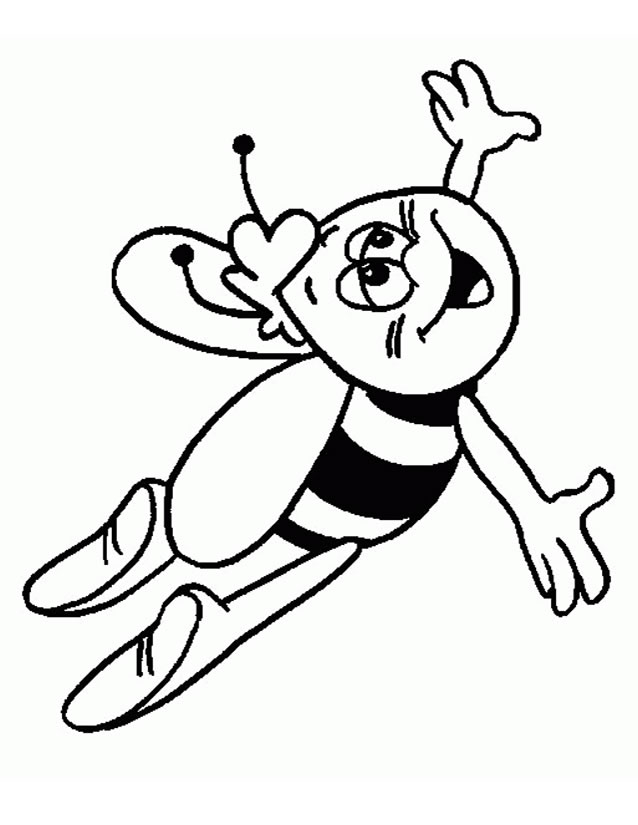 Un coloriage d'abeille en pleine pollinisation dans un jardin fleuri