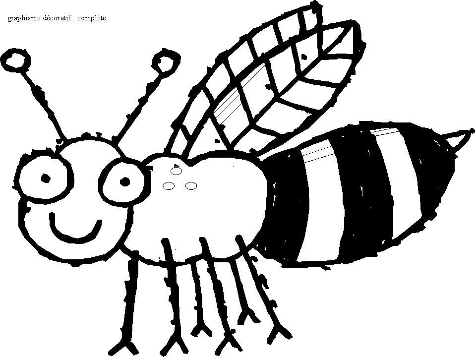 Coloriage d'une abeille en plein vol parmi des fleurs