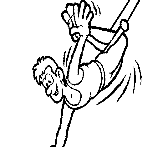 Un acrobate en pleine performance sur un fond de scène