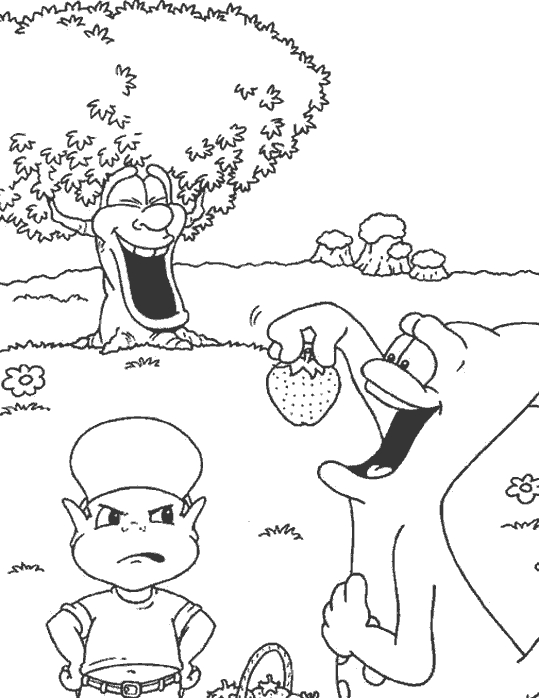Adibou en pleine activité de coloriage au milieu de la nature
