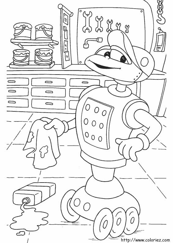 Adibou en pleine activité de coloriage dans un décor enjoué