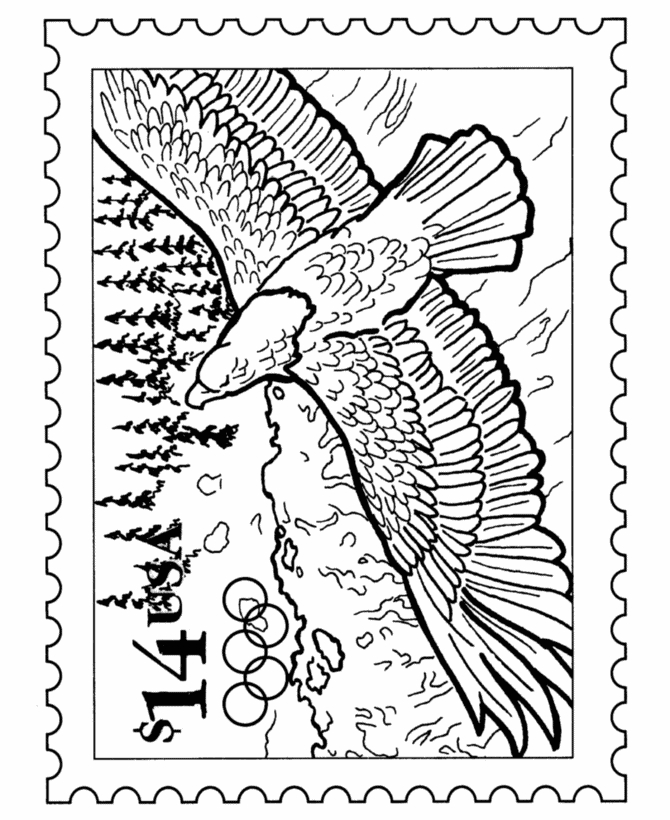 Coloriage d'un aigle majestueux en plein vol dans un ciel dégagé