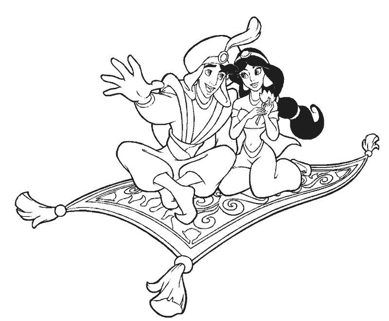 Aladdin et Jasmine sur le tapis volant dans une scène de rêve