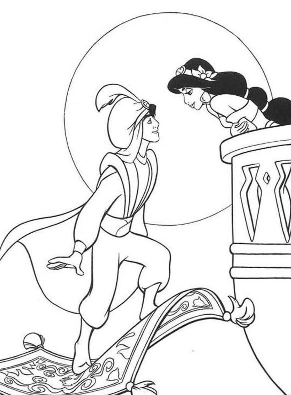 Aladdin et Jasmine dans un décor oriental