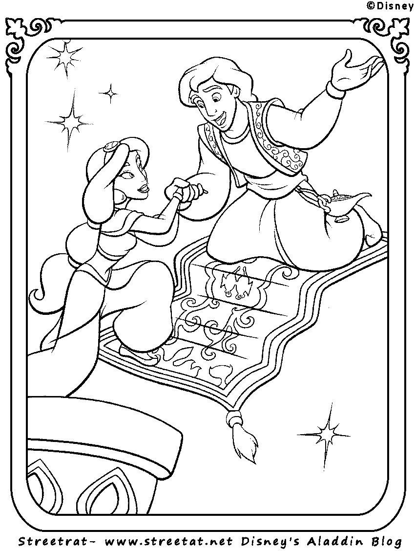 Aladdin et Jasmine dans un paysage oriental