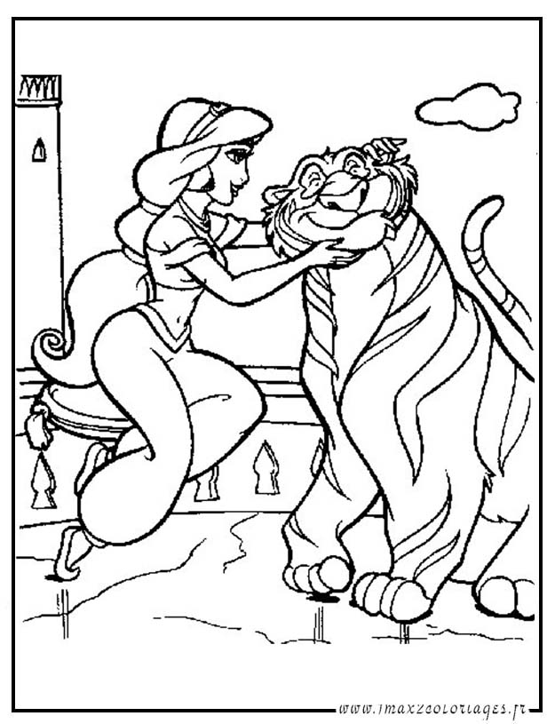 Aladdin et Jasmine dans un décor oriental