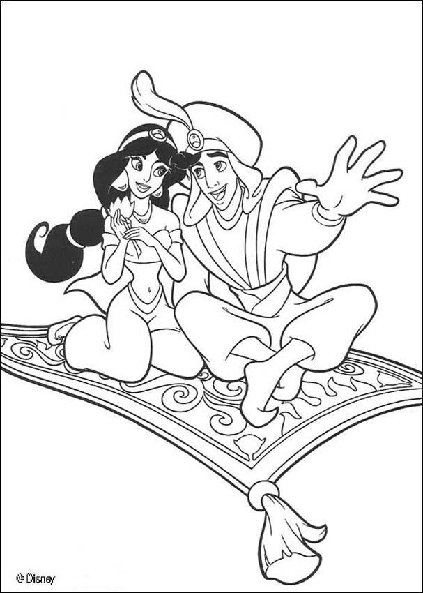 Aladdin et Jasmine dans un décor de marché animé