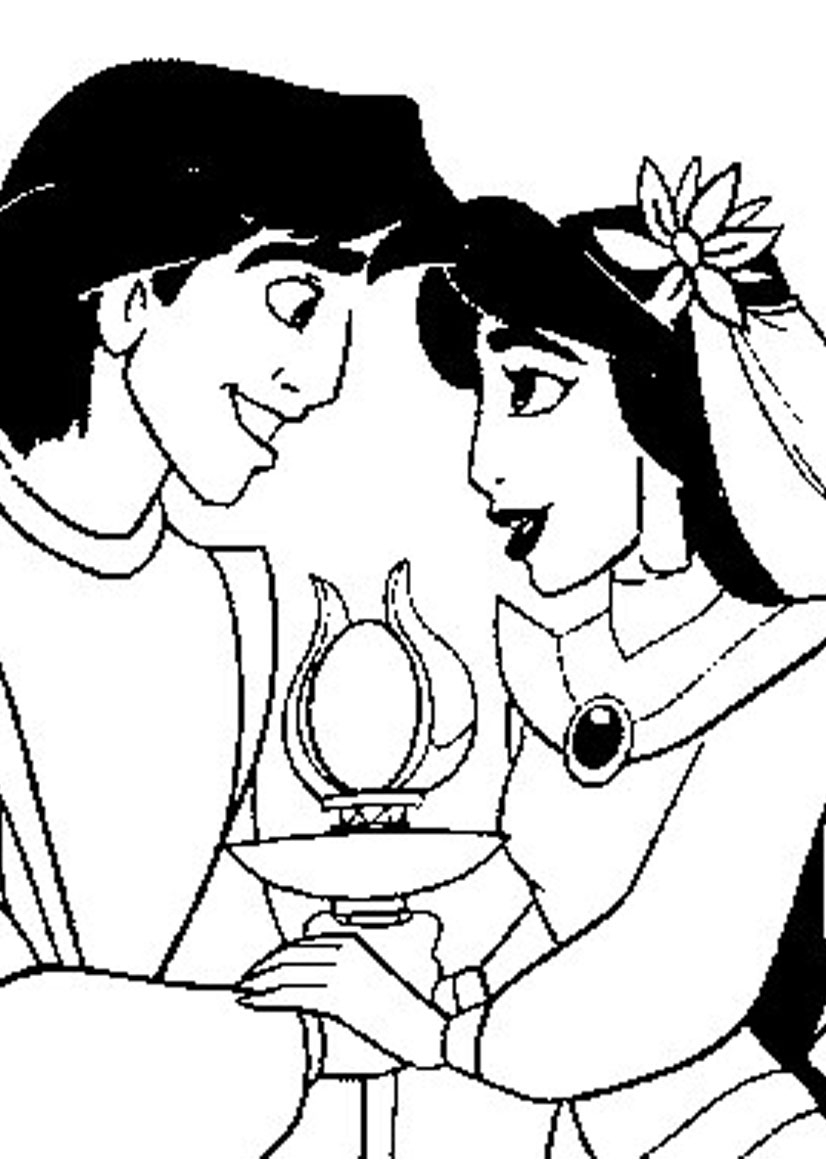 Aladdin et Jasmine en plein vol sur le tapis magique