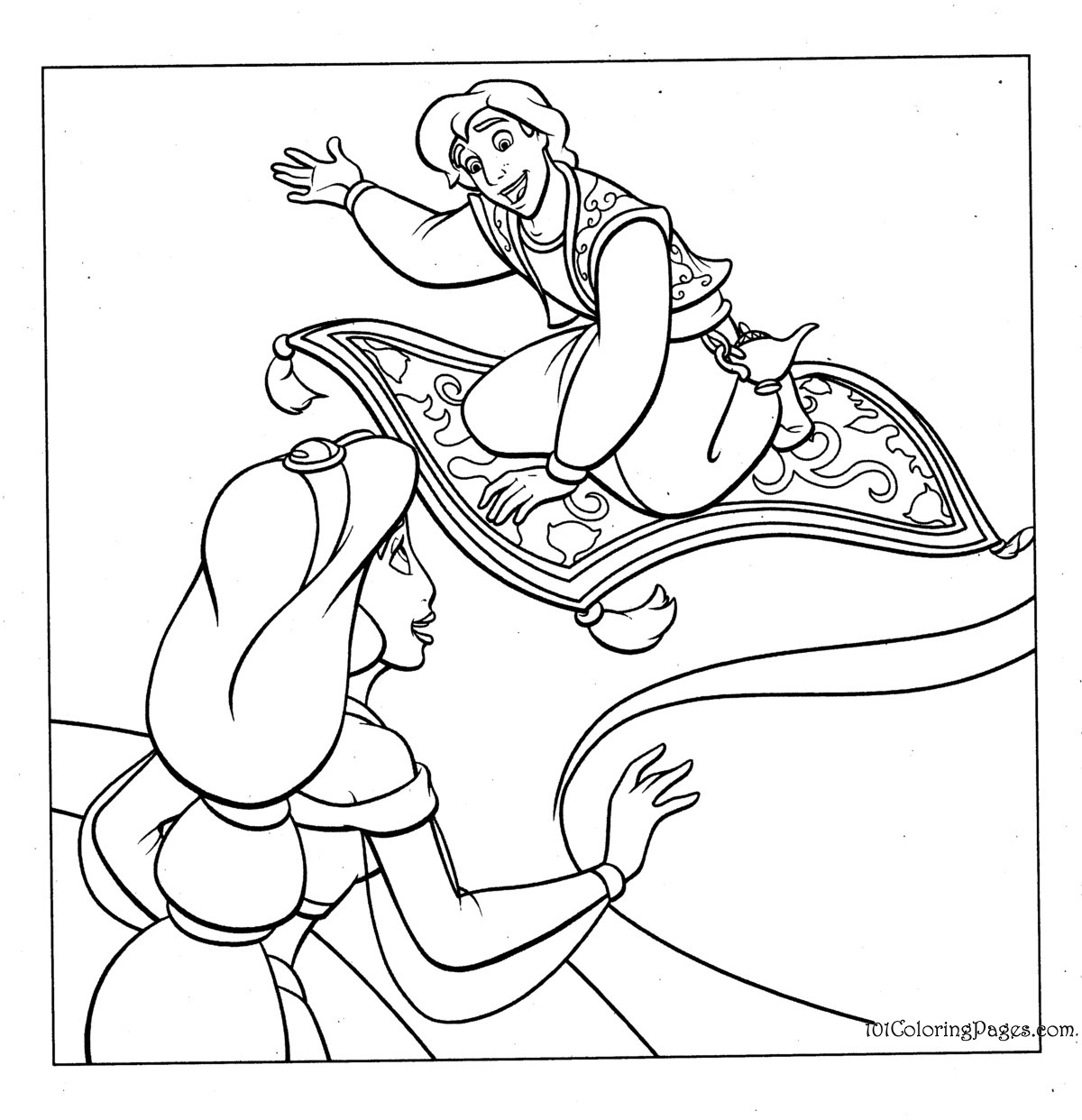 Aladdin et Jasmine en balade sur le tapis volant