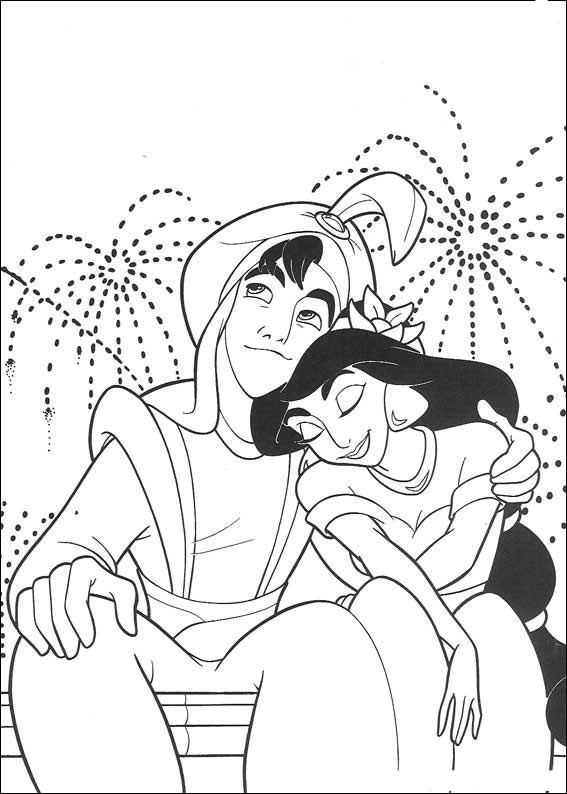 Aladdin et le Génie s'apprêtent à exaucer un vœu dans la grotte des merveilles