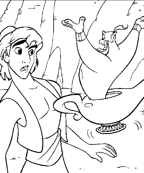 Aladdin et Jasmine sur un tapis volant au-dessus d'une ville orientale
