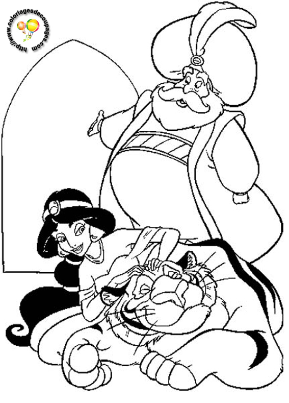 Aladdin et Jasmine sur un tapis volant dans un décor oriental