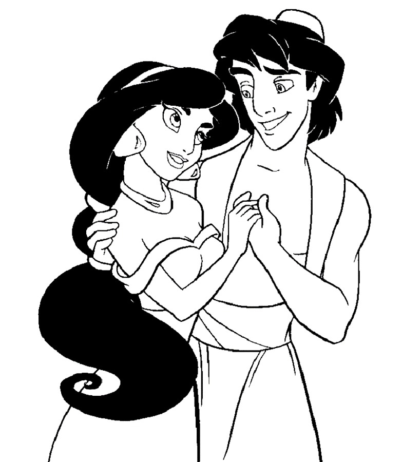 Aladdin et Jasmine dans un décor oriental