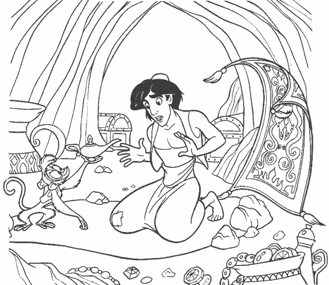 Aladdin et Jasmine dans un décor de marché oriental