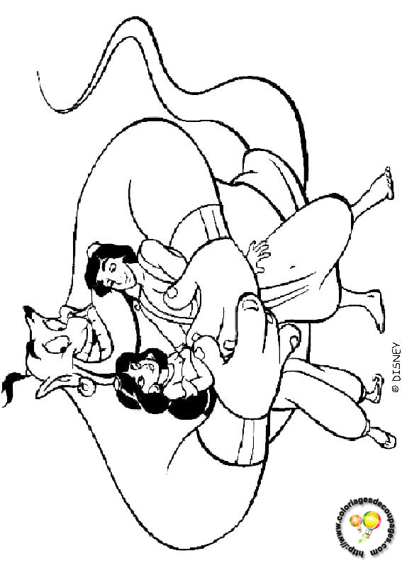 Aladdin et le génie dans la lampe au milieu d'un paysage oriental