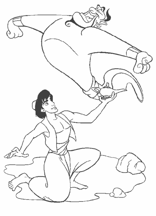 Aladdin et Jasmine en balade sur le tapis volant au-dessus d’Agrabah