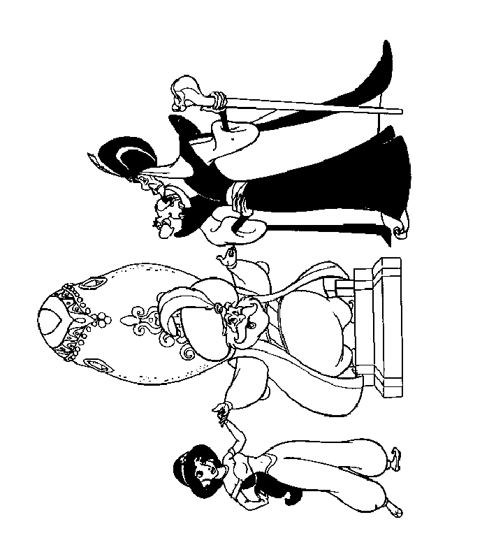 Aladdin et Jasmine sur le tapis volant dans un paysage oriental