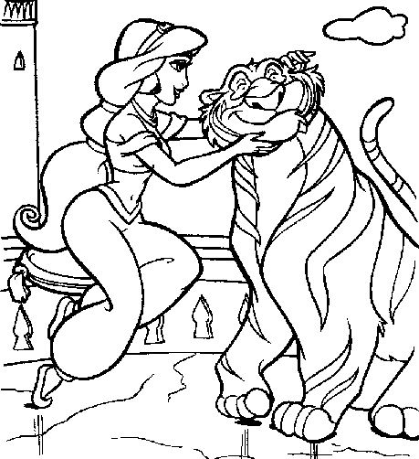Aladdin et Jasmine en plein vol sur le tapis magique