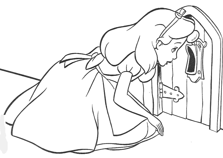 Coloriage d'Alice au pays des merveilles avec le Chat du Cheshire