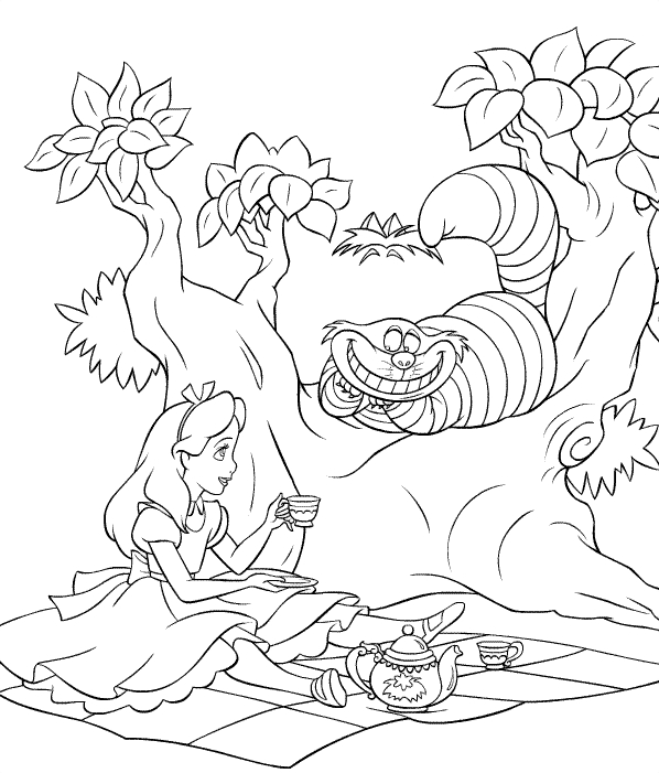 Alice au pays des merveilles marchant dans un jardin fleuri