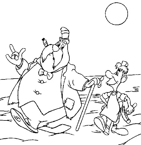 Coloriage d'Alice au pays des merveilles avec le Chat de Cheshire et le Lapin Blanc