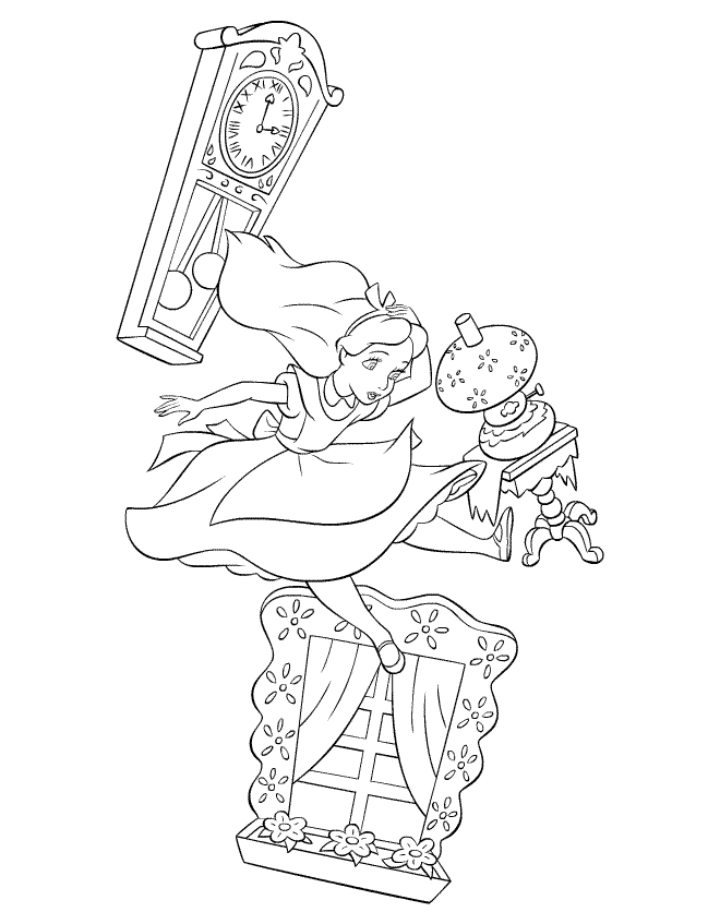 Coloriage d'Alice et le Chat de Cheshire au Pays des Merveilles