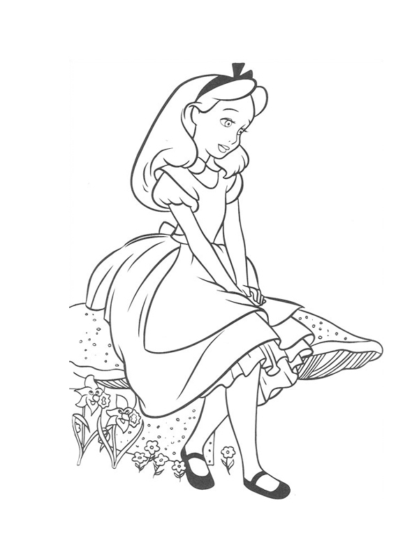 Coloriage d'Alice au Pays des Merveilles avec le Chapelier Fou et le Lièvre de Mars
