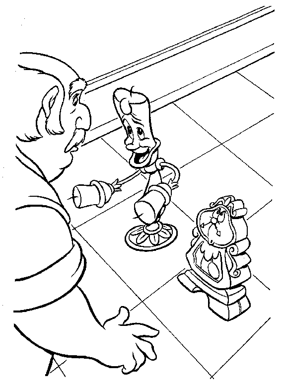 Coloriage d'Alice au pays des merveilles avec le lapin blanc dans un décor de forêt