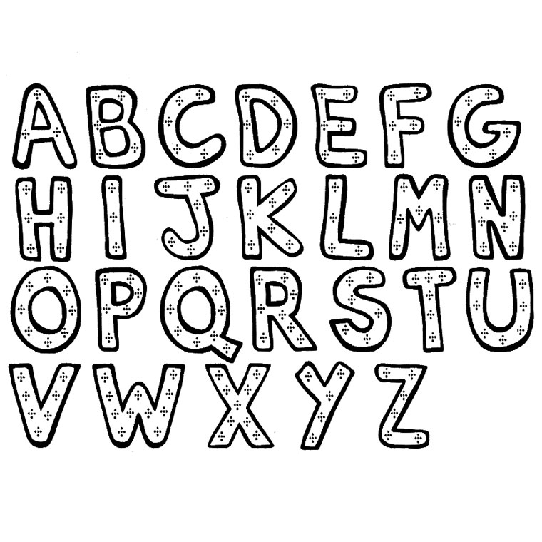 Coloriage de l'alphabet avec lettres en relief et décor floral