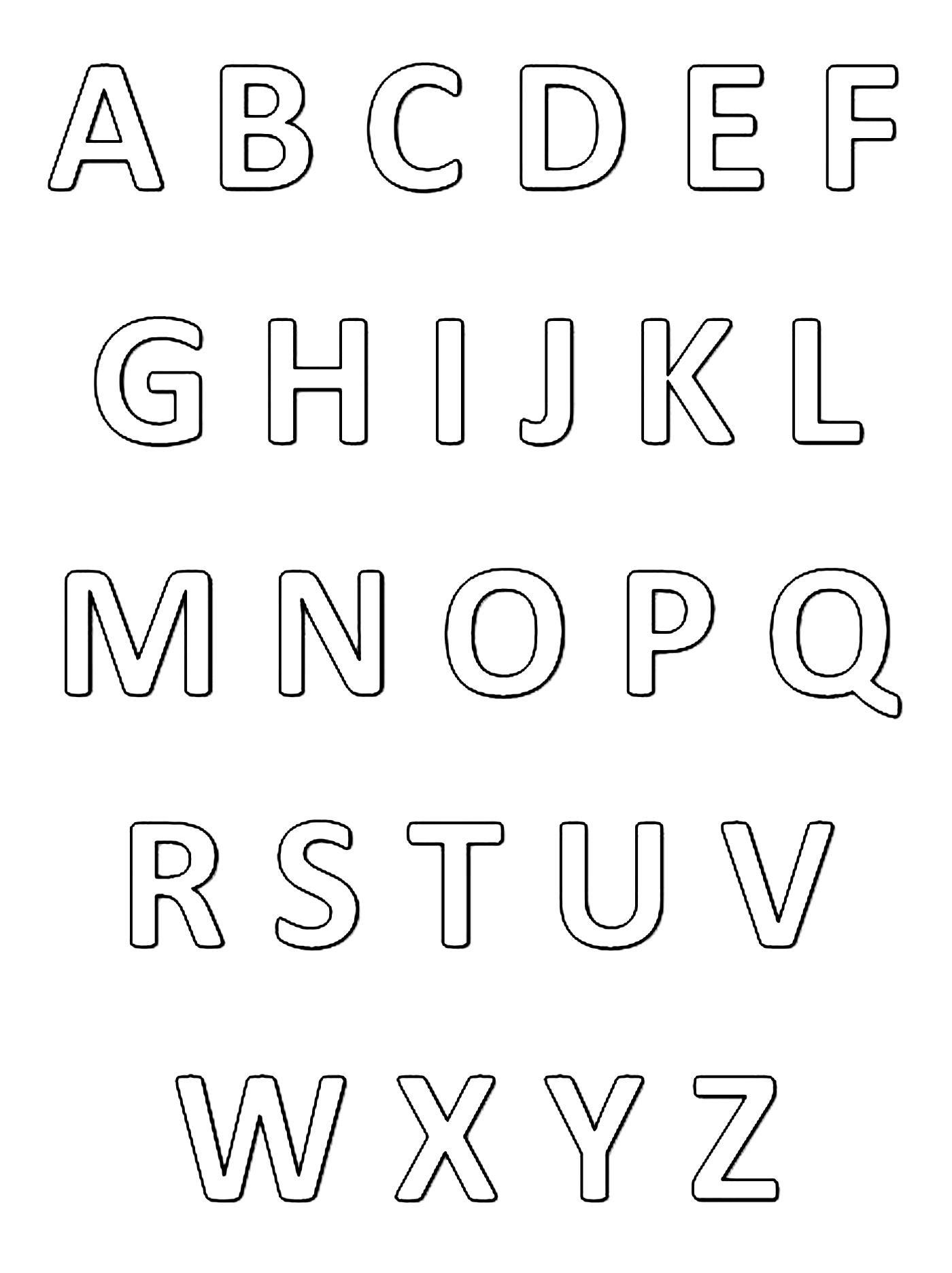 Coloriage de l'alphabet avec des lettres stylisées et des éléments amusants