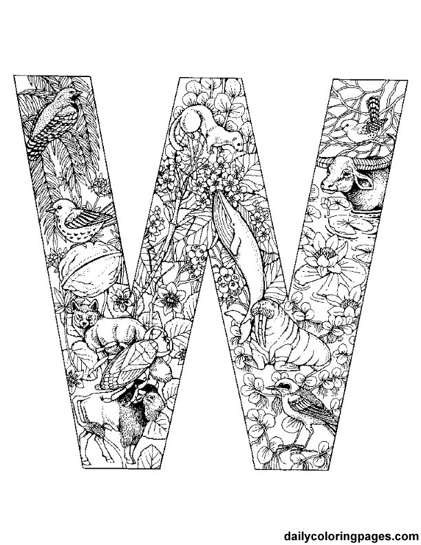 Coloriage de l'alphabet avec des lettres en majuscules illustrées