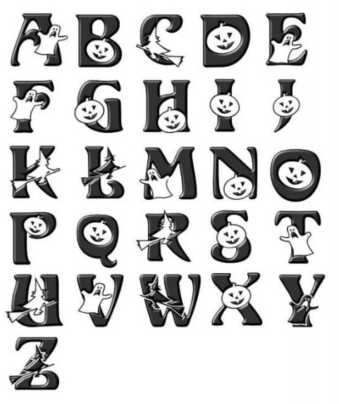 Coloriage de l'alphabet décoré avec des illustrations ludiques