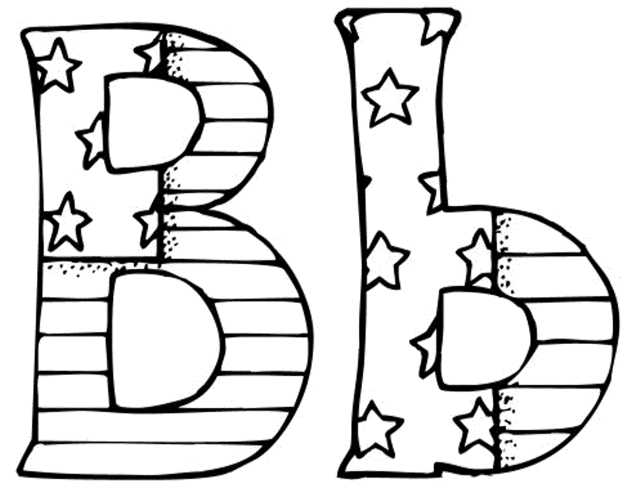 Coloriage de l'alphabet avec des lettres décorées et des motifs