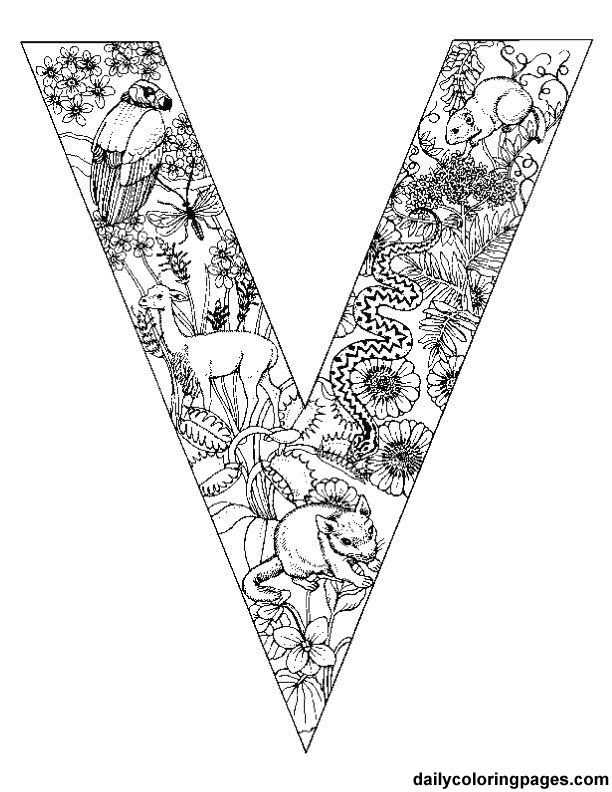 Coloriage de l'alphabet avec lettres stylisées et motifs variés