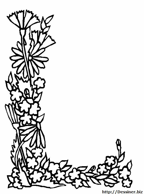 Coloriage de l'alphabet avec des lettres stylisées et des motifs ludiques