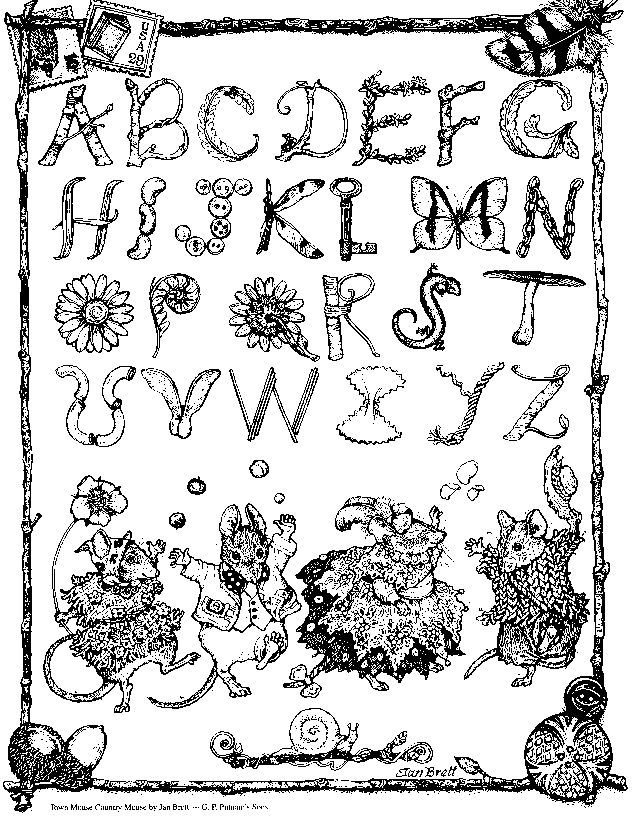 Coloriage de l'alphabet avec des lettres décorées et des motifs variés