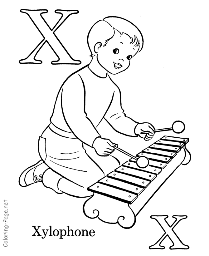 Coloriage de l'alphabet avec des lettres stylisées et des motifs ludiques