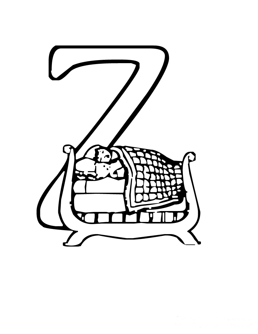 Coloriage de l'alphabet avec des lettres décoratives et des éléments graphiques