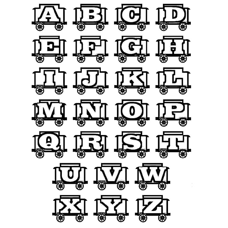 Coloriage de l'alphabet avec des lettres stylisées et des éléments décoratifs