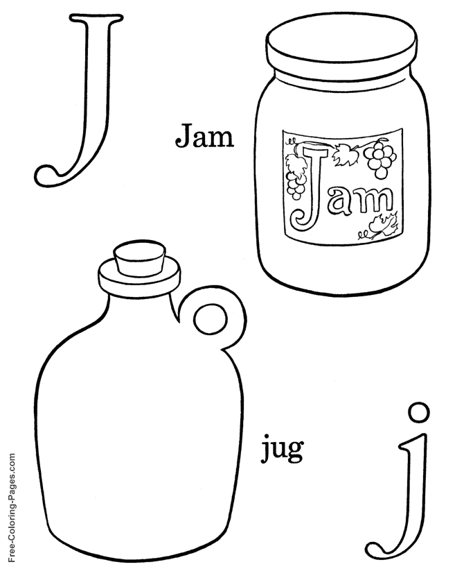 Coloriage de l'alphabet avec des lettres stylisées et des illustrations ludiques