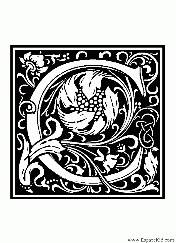 Coloriage de l'alphabet avec lettres décorées et motifs ludiques