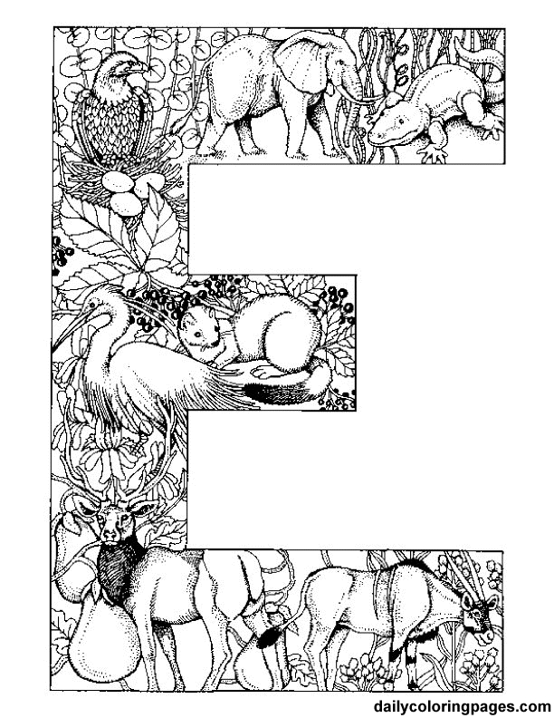 Coloriage de l'alphabet avec des lettres stylisées et des motifs ludiques