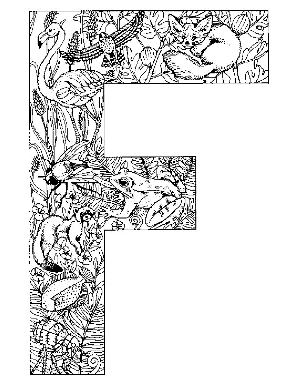 Coloriage de l'alphabet avec des lettres stylisées et des éléments ludiques