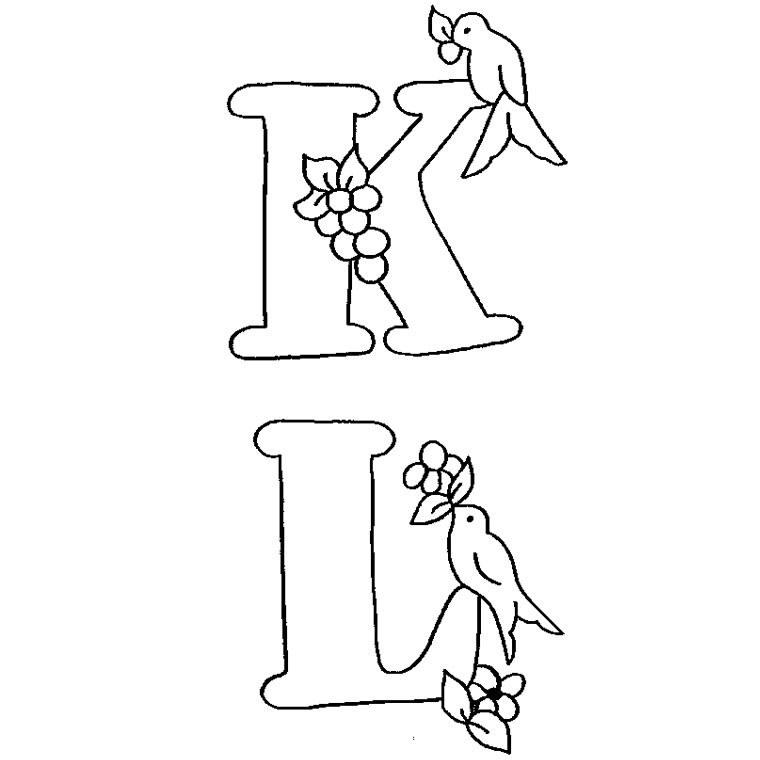 Coloriage de l'alphabet avec des lettres décoratives et des éléments ludiques